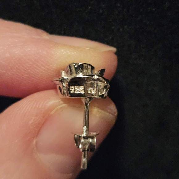 STERLING SILVER rose earrings - Picture 4 of 4